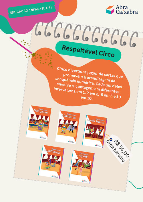Jogo de cartas Respeitável Circo da Abracaixabra para aprender sequência numérica