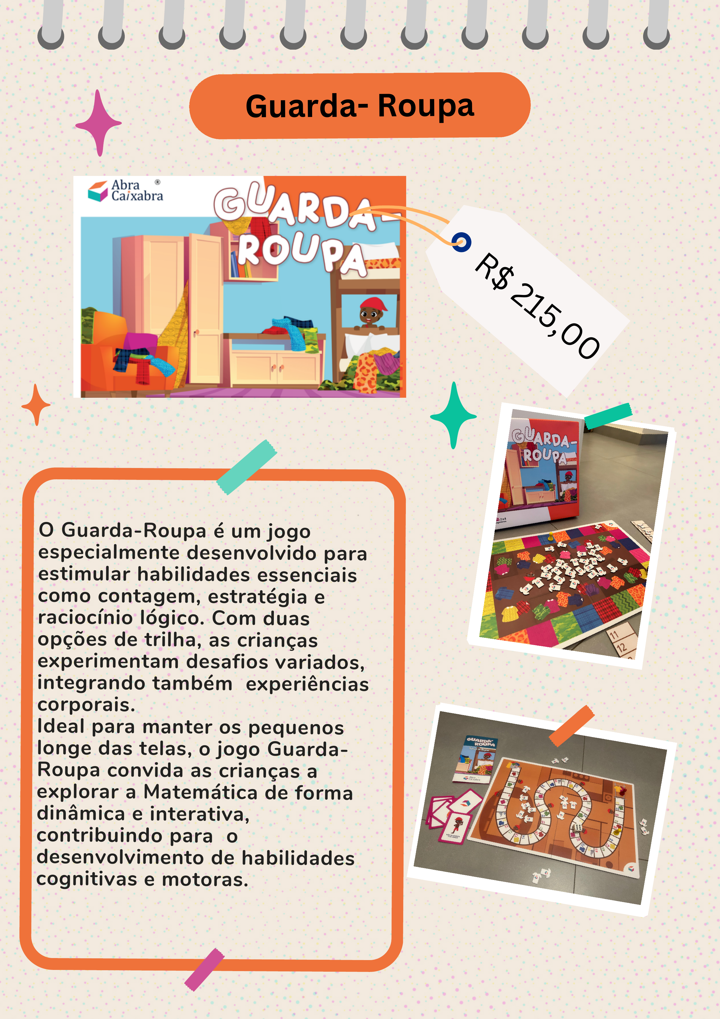 Jogo de trilha Guarda-Roupa da Abracaixabra para contagem e sequência numérica