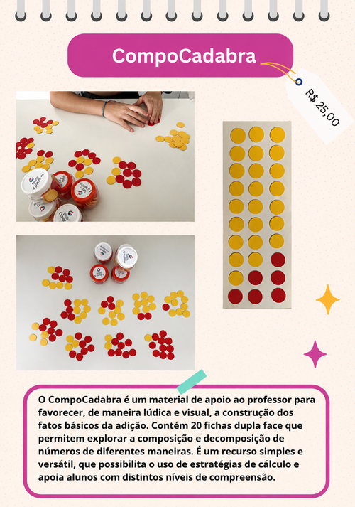 Material CompoCadabra da Abracaixabra com fichas de composição da adição